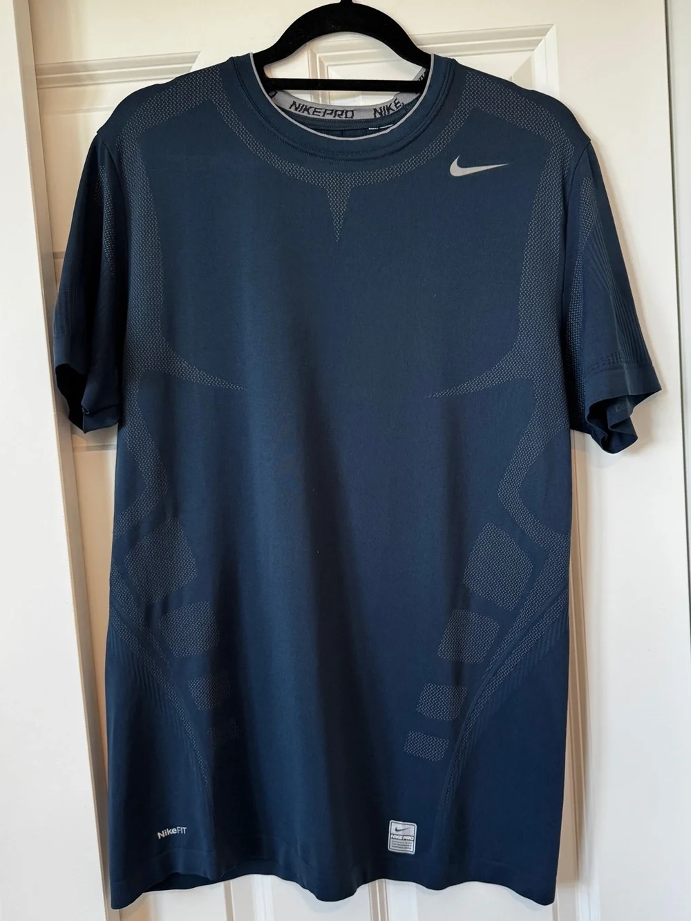 Vintage Nike Pro Fitted Seamless Compression Training Shirt Navy Men’s L